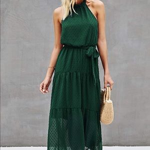 Emerald green halter dress